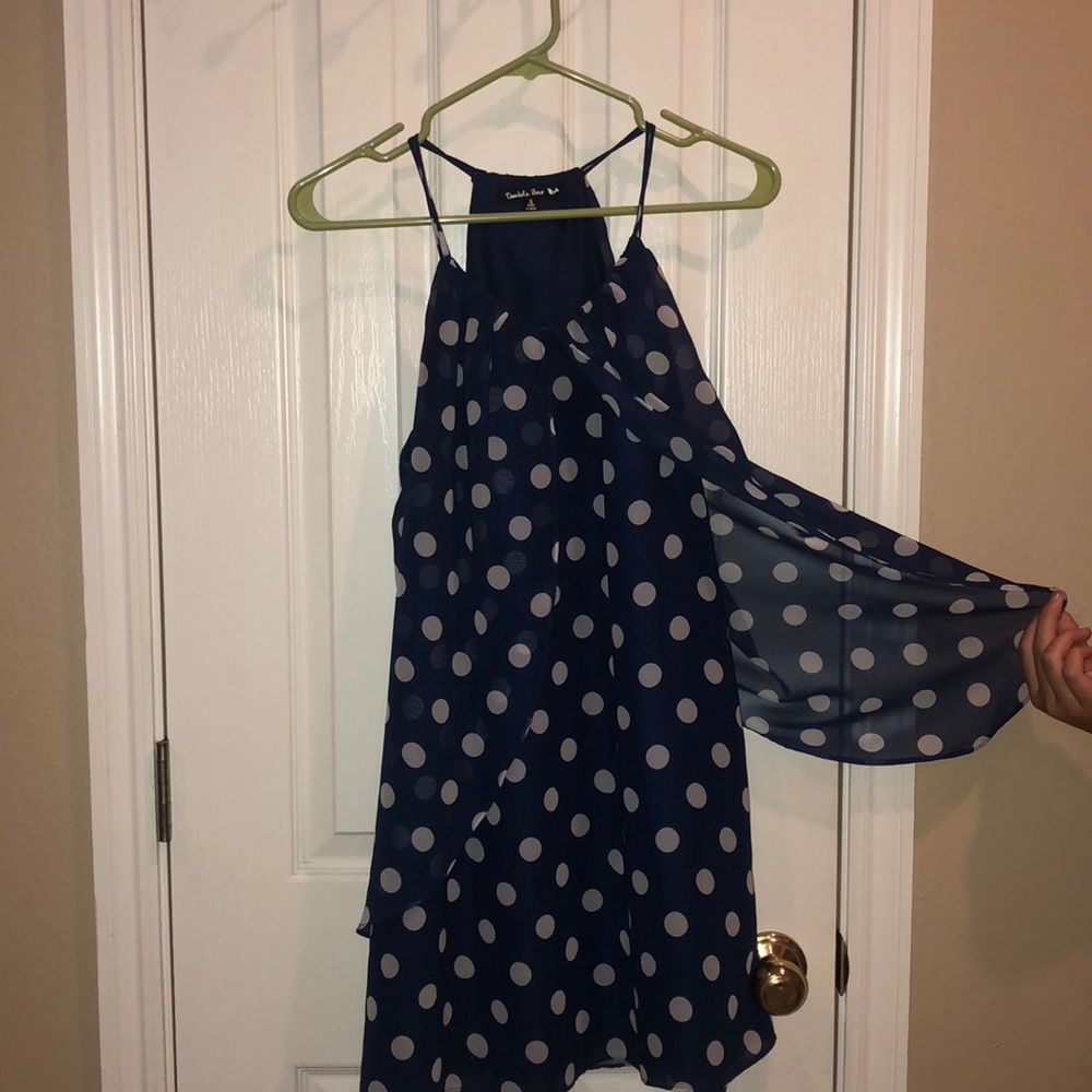 polka dot dress- navy blue